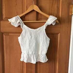 Japna Size Extra Small XS Women's Teen Girl White Ruffled Women's Top